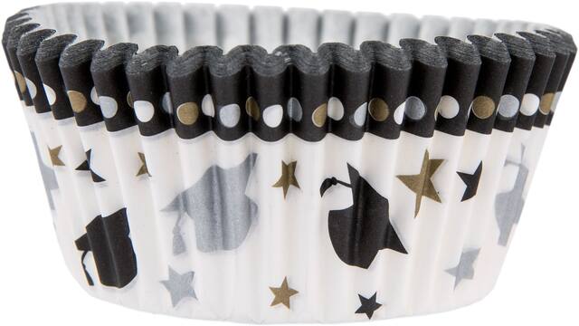 Graduation Cupcake Decorating Kit, Black/Gold/Silver, 24-pk Front_Elevated