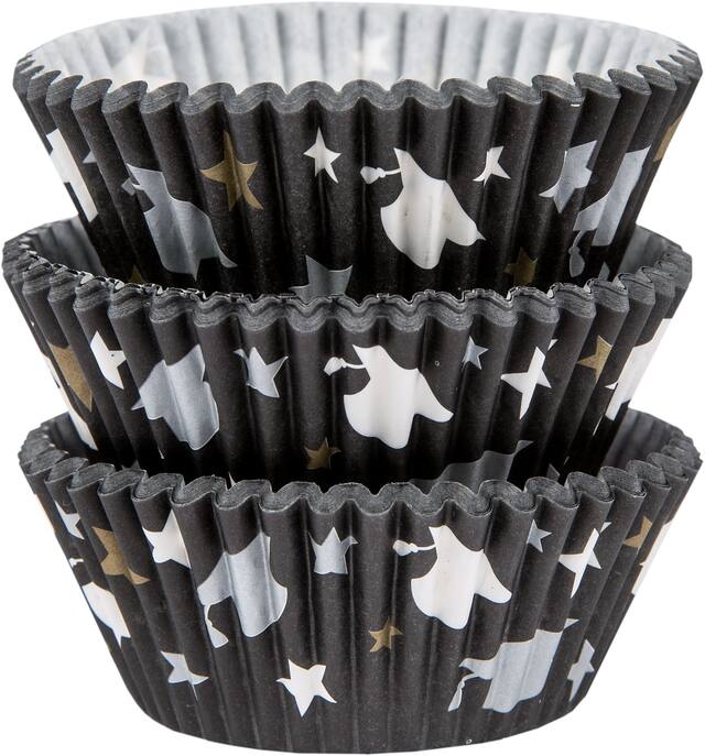 Moules à petits gâteaux d'obtention de diplôme, noir/argenté/doré, paq. 75 Front_Elevated