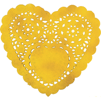 Napperons en dentelle en papier en forme de coeur, doré, 6 po, paq. 10, pour la Saint-Valentin Front_Flat