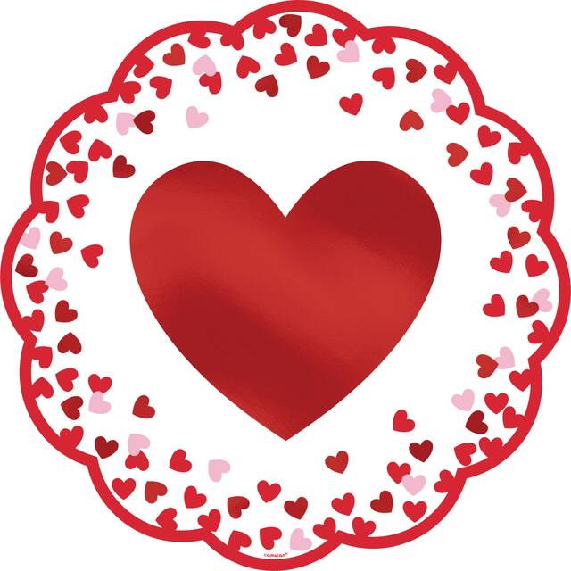 Confetti Hearts Valentine's Day Doilies, 12-ct Front_Flat