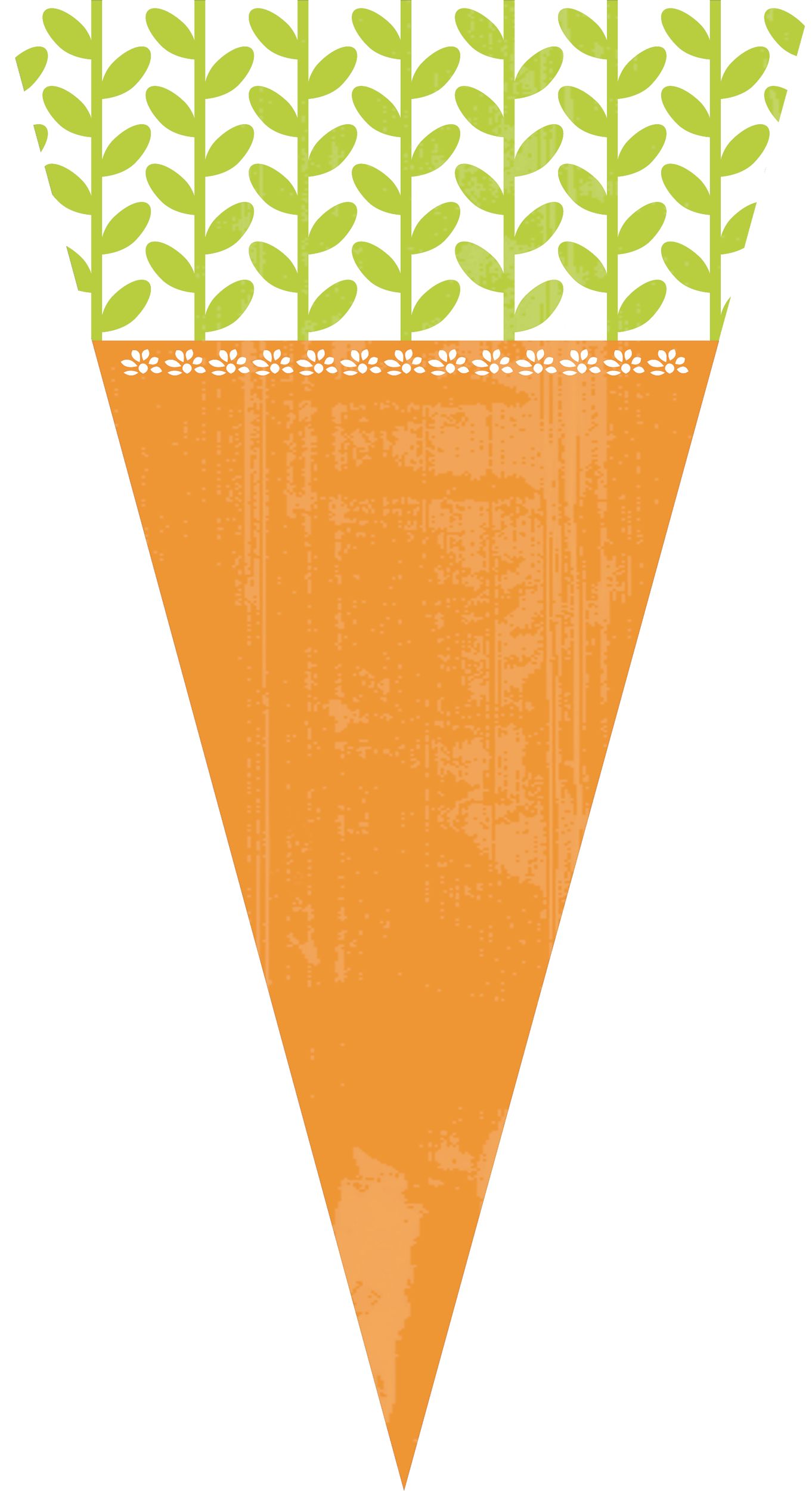 Sacs à friandises de fête en cellophane en forme de carotte, orange/vert, 11 po, paq. 15, pour Pâques/printemps Front_Flat