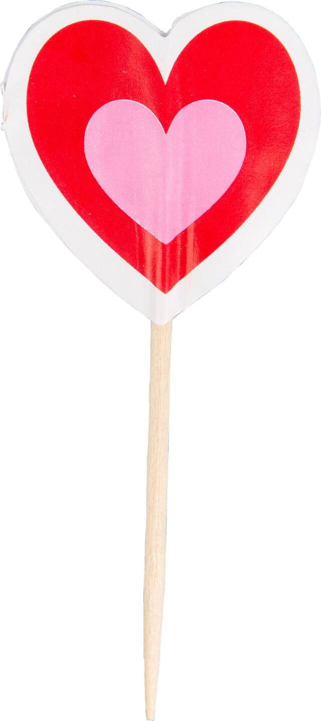 Heart Party Picks for Valentine's Day/Anniversary, Red, 36-pk Front_Flat