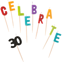 Glitter Celebrate 30 Birthday Toothpick Candle Set, 10-pc Front_Flat