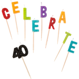 Glitter Celebrate 40 Birthday Toothpick Candle Set, 10-pc Front_Flat