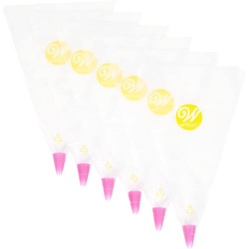 Wilton Disposable Piping Decorating Bag Tip Fuse, Clear, 6-pk, for Baking/Cake Decoration
