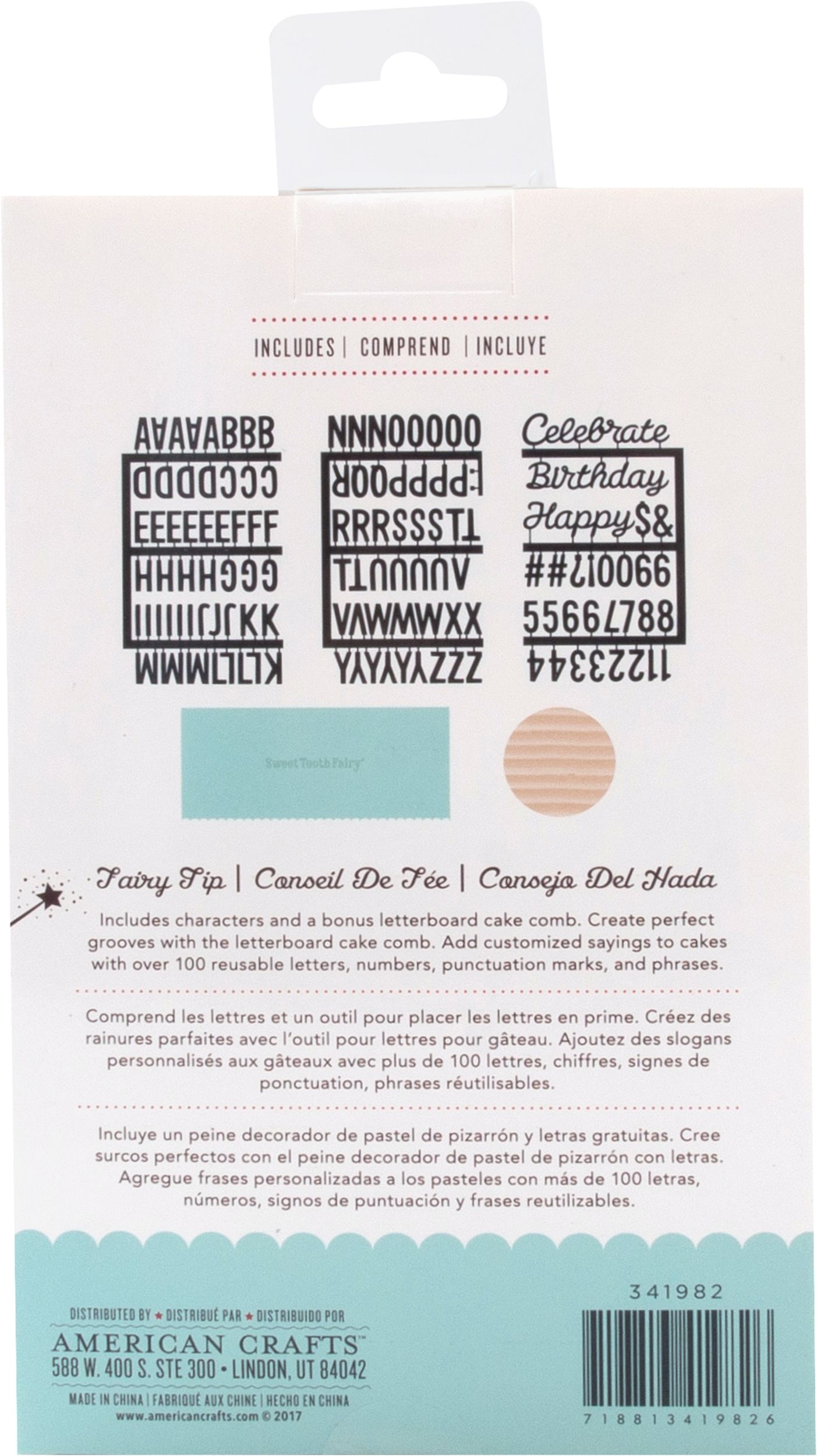 Sweet Tooth Fairy Cake Letterboard Kit, 128-pc Back_Flat