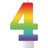 0-9 Number Wax Candle, Multi-Coloured, 4.7-in, for Birthday Party/Anniversary/Pride Front_Flat