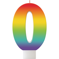 0-9 Number Wax Candle, Multi-Coloured, 4.7-in, for Birthday Party/Anniversary/Pride Front_Flat
