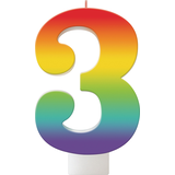 Rainbow Number 3 Birthday Candle Front_Flat