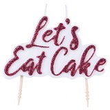 Glitter Let's Eat Cake Birthday Toothpick Candle Front_Flat