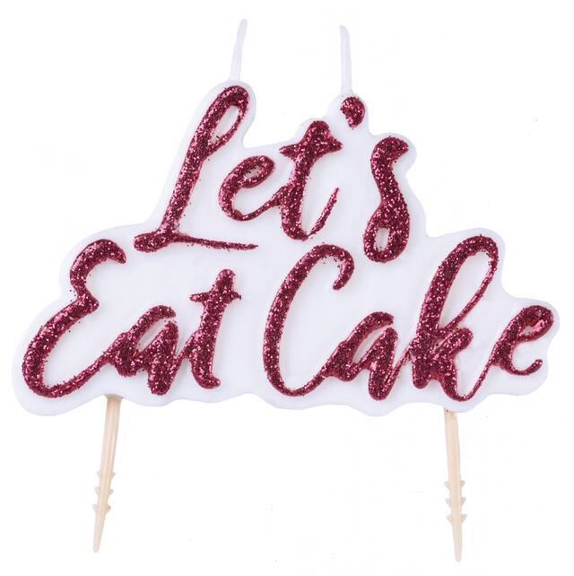 Glitter Let's Eat Cake Birthday Toothpick Candle Front_Flat