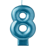 0-9 Number Metallic Wax Candle, Blue, 3.3-in, for Birthday Party/Anniversary Front_Flat