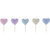 Heart Glitter Toothpick Wax Candles, Pastel Colours, 2.5-in, 5-pk, for Birthday/Valentine's Day/Anniversary Front_Flat