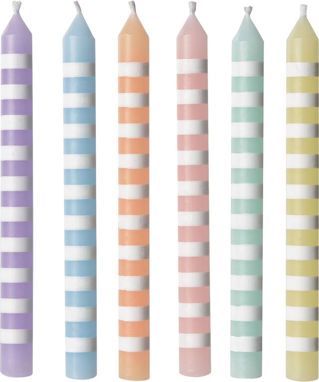 Pastel Striped Birthday Candles, 3.25-in, 12-pk Front_Flat