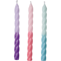 Spiral Ombre Wax Candles, Purple/Pink/Blue, 3.25-in, 12-pk, for Birthday Party Front_Flat