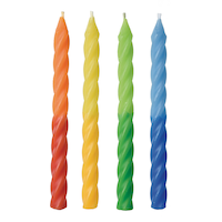Spiral Wax Candles, Multi-Coloured, 3.25-in, 12-pk, for Birthday Party Front_Flat