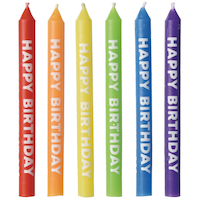 "Happy Birthday" Wax Candles, Multi-Coloured, 3.25-in, 12-pk, for Birthday Party Front_Flat