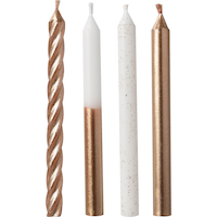Metallic Wax Candle, Rose Gold/White, 4.35-in, 12-pk, for Birthday Party Front_Flat