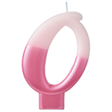 0-9 Number Metallic Dipped Ombre Wax Candle, Pink, 3.2-in, for Birthday Party/Anniversary Front_Flat