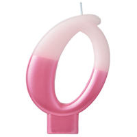 0-9 Number Metallic Dipped Ombre Wax Candle, Pink, 3.2-in, for Birthday Party/Anniversary