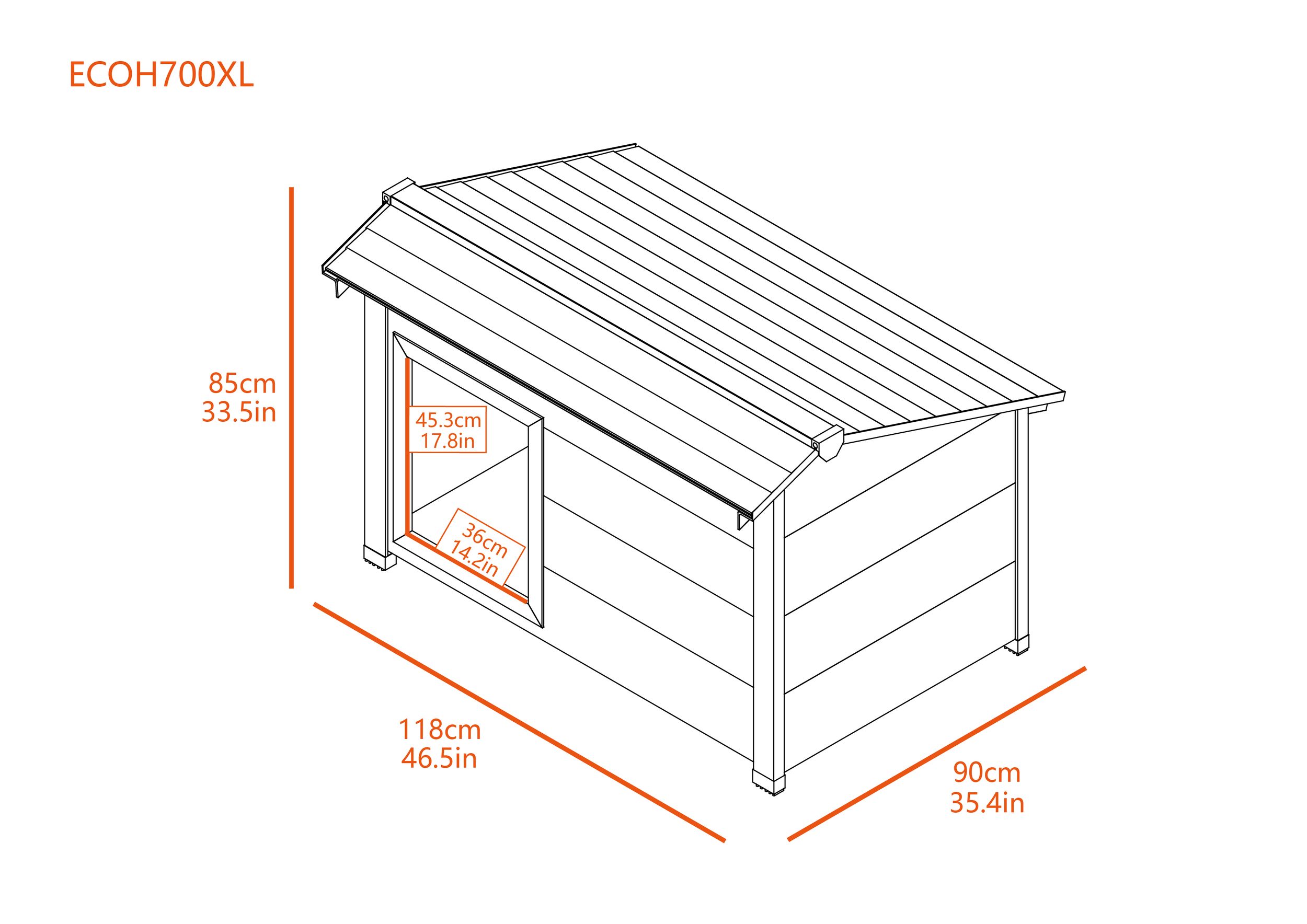 New Age Pet® ThermoCore™ Insulated Outdoor ECOFLEX® Dog House, Grey, X-Large Overhead_Plunge
