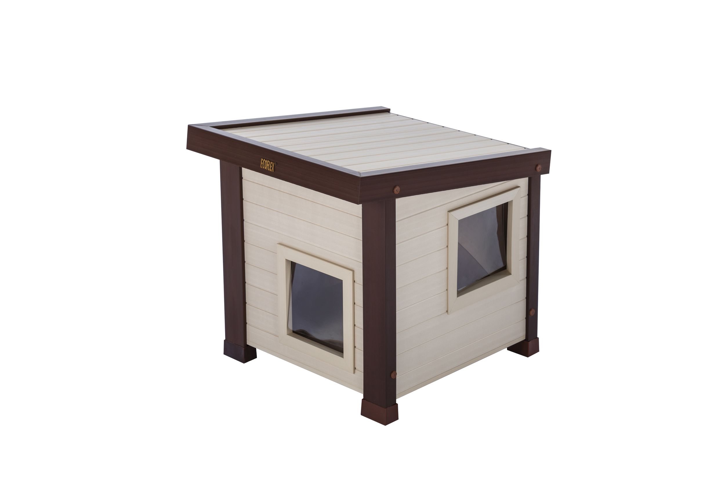 New Age Pet® Outdoor ECOFLEX® Cat Shelter with Door Flaps, Tan