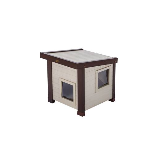 New Age Pet® Outdoor ECOFLEX® Cat Shelter with Door Flaps, Tan