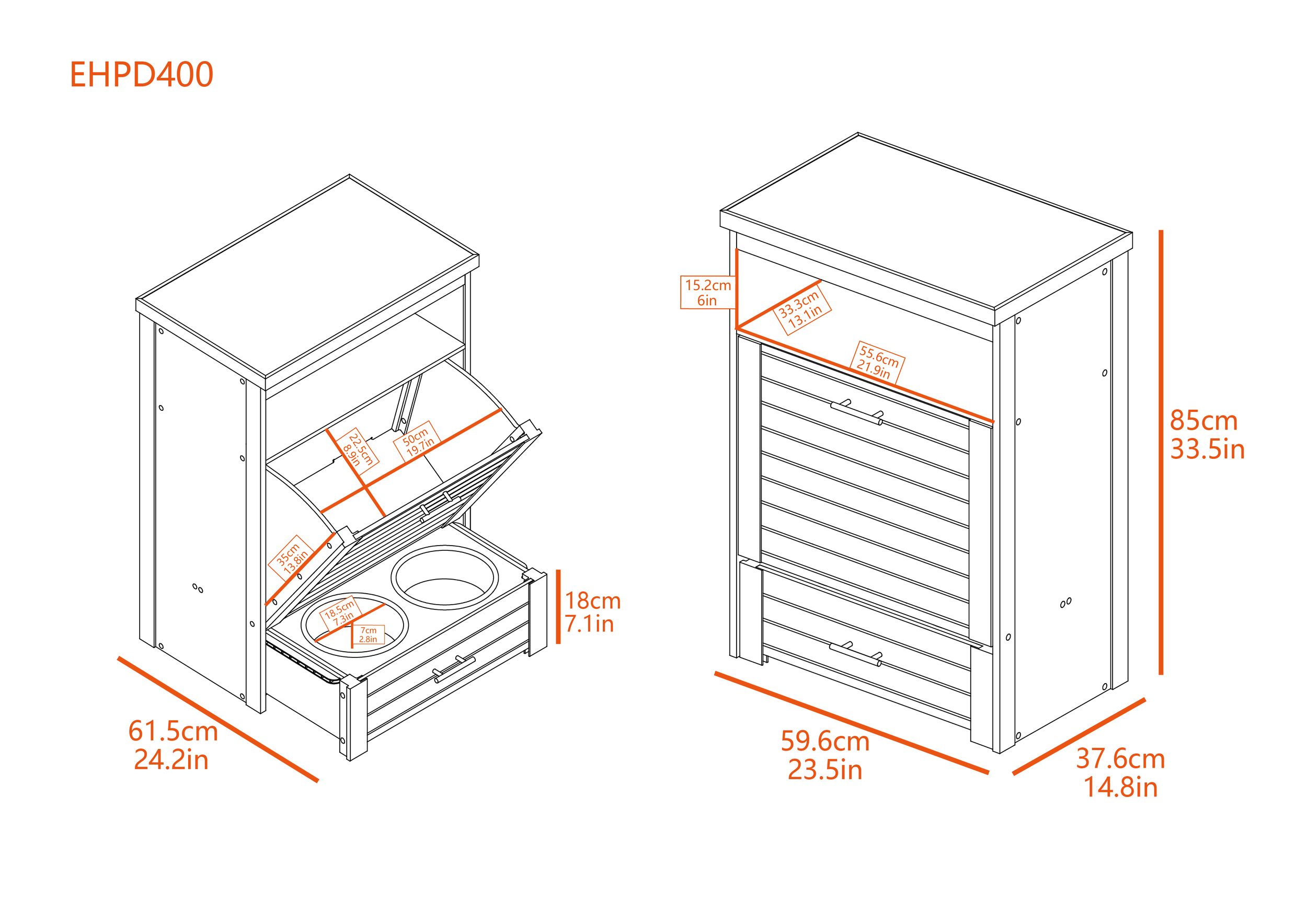 New Age Pet® ECOFLEX® Brea Dog Pantry Diner with Angled Storage Drawer, White Composite_or_Mixed