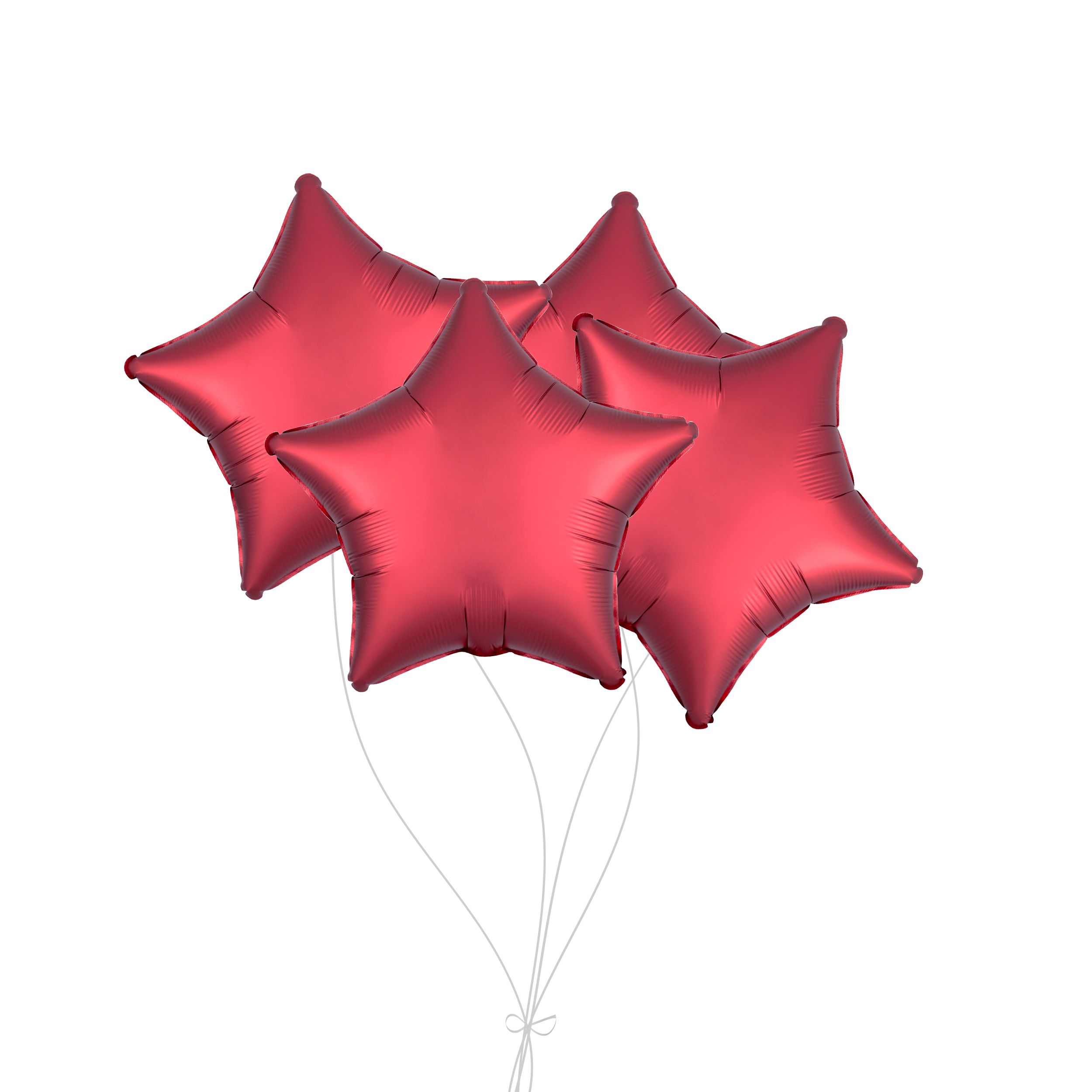 Bouquet de ballons en aluminium en forme d'étoile, sangria, paq.&nbsp;4, gonflage à l'hélium et ruban inclus pour anniversaire/occasion spéciale Front_Flat