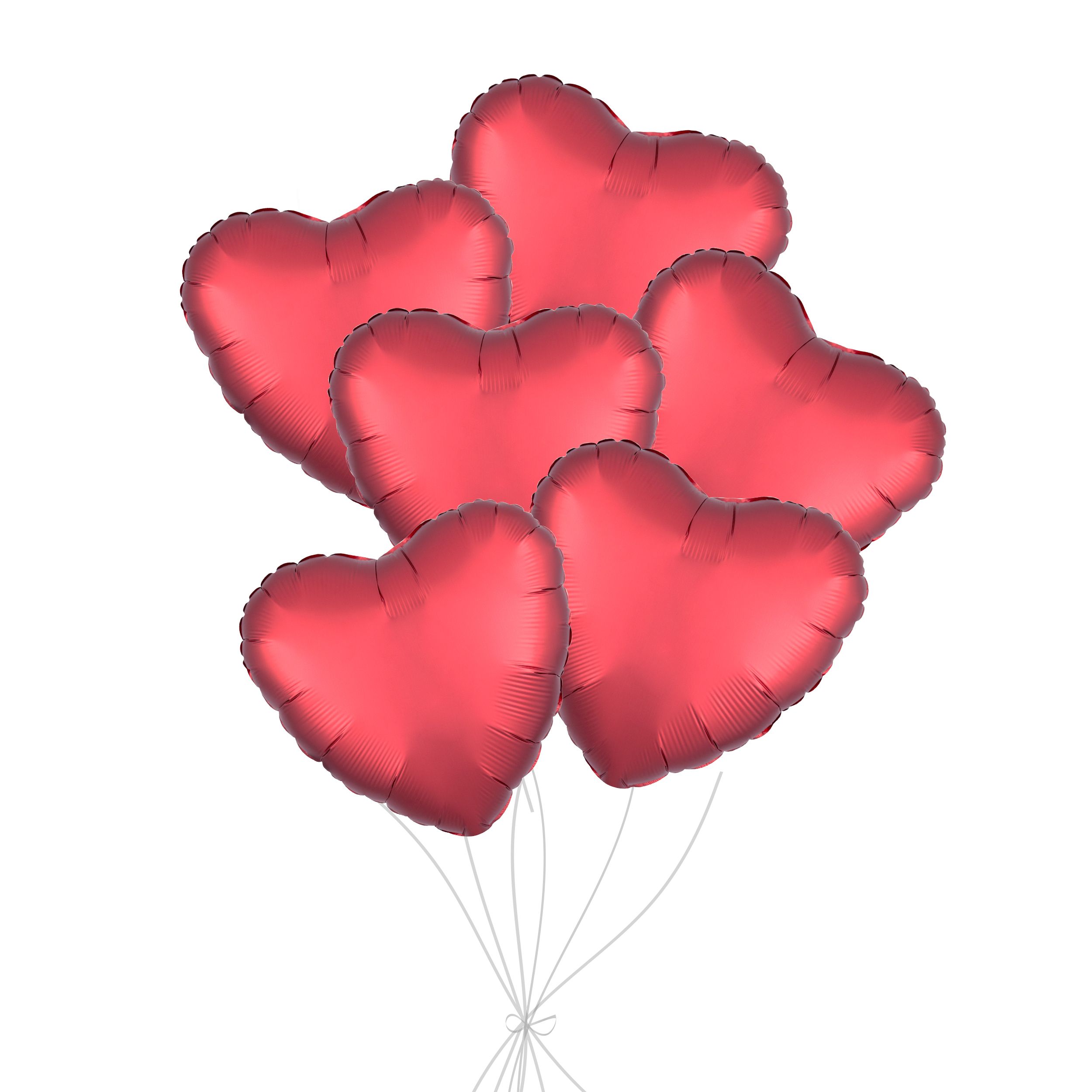 Bouquet de ballons en aluminium en forme de cœur, sangria, paq.&nbsp;6, gonflage à l'hélium et ruban inclus pour anniversaire ou occasion spéciale Front_Flat