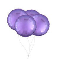 Bouquet de ballons en aluminium de forme ronde, lavande, paq. 4, gonflage à l'hélium et ruban inclus pour anniversaire ou occasion spéciale Front_Flat
