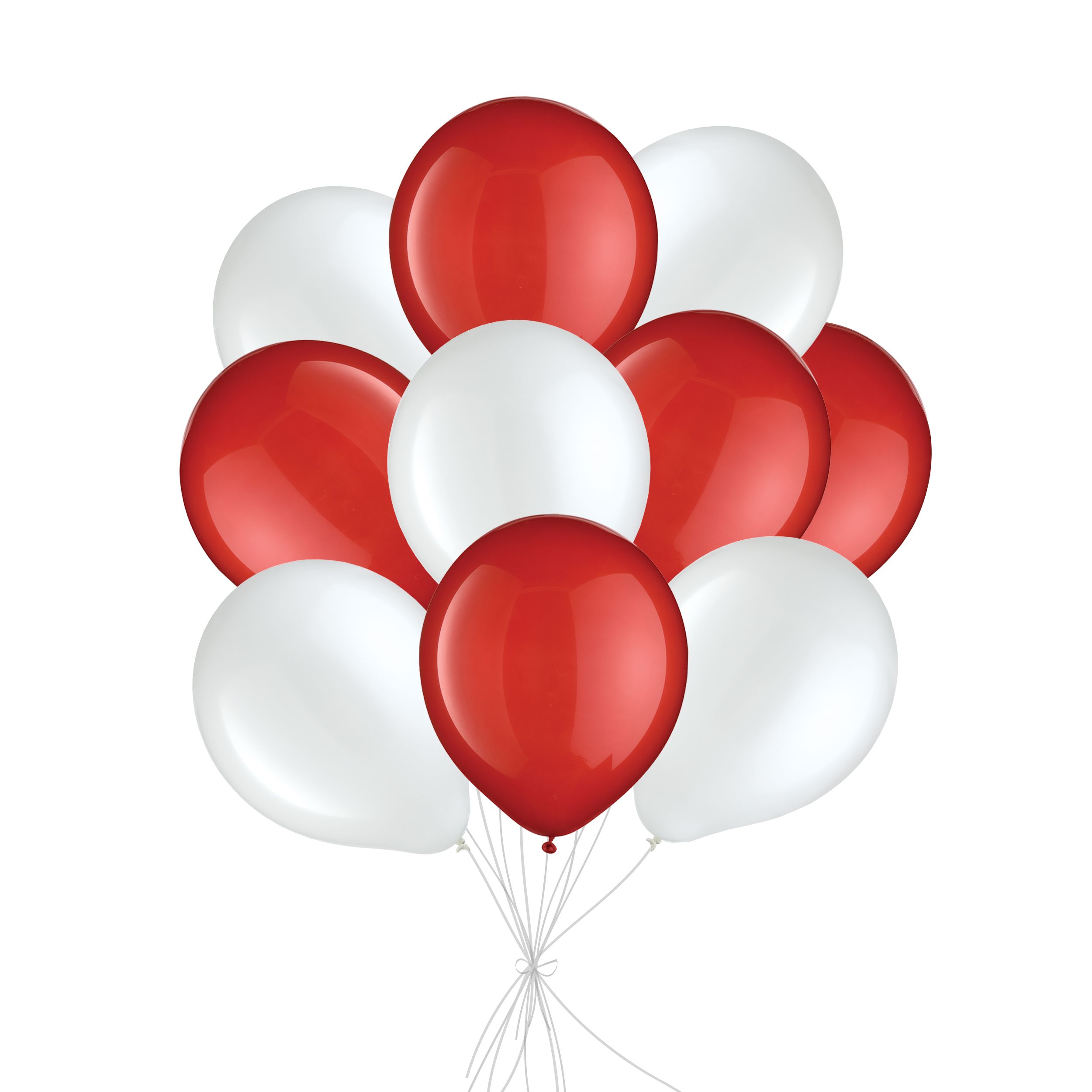 Celebratory Balloon Bouquet with Latex Balloons, Red/White, 10-pk, Helium Inflation & Ribbon Included Front_Flat