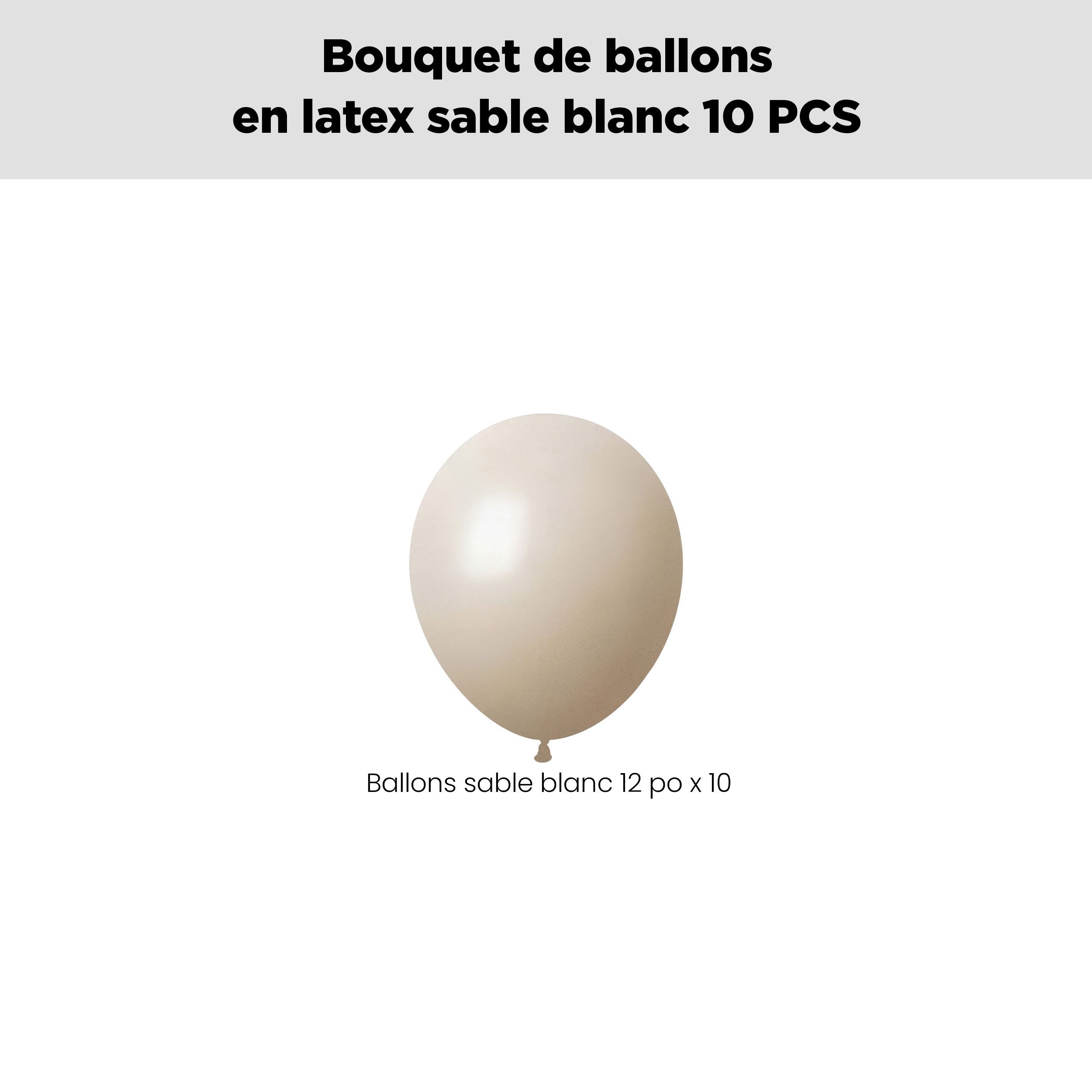 Bouquet de ballons en latex, sable blanc, 10 pce, gonflage à l’hélium et ruban inclus, pour anniversaire/occasion spéciale Front_Flat