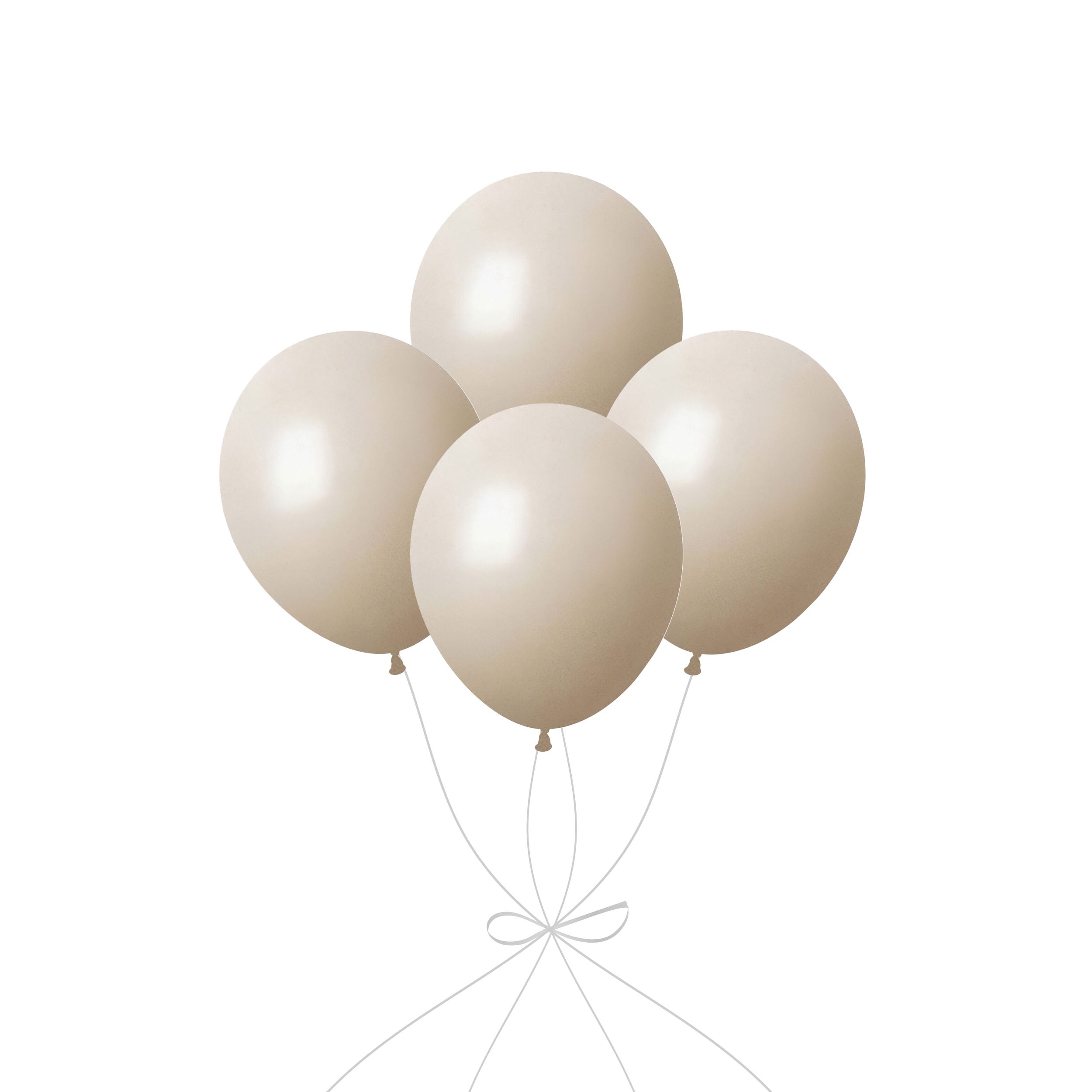 Latex Balloon Bouquet, White Sand, 4-pk, Helium Inflation & Ribbon Included for Birthday/Special Occasion Front_Flat