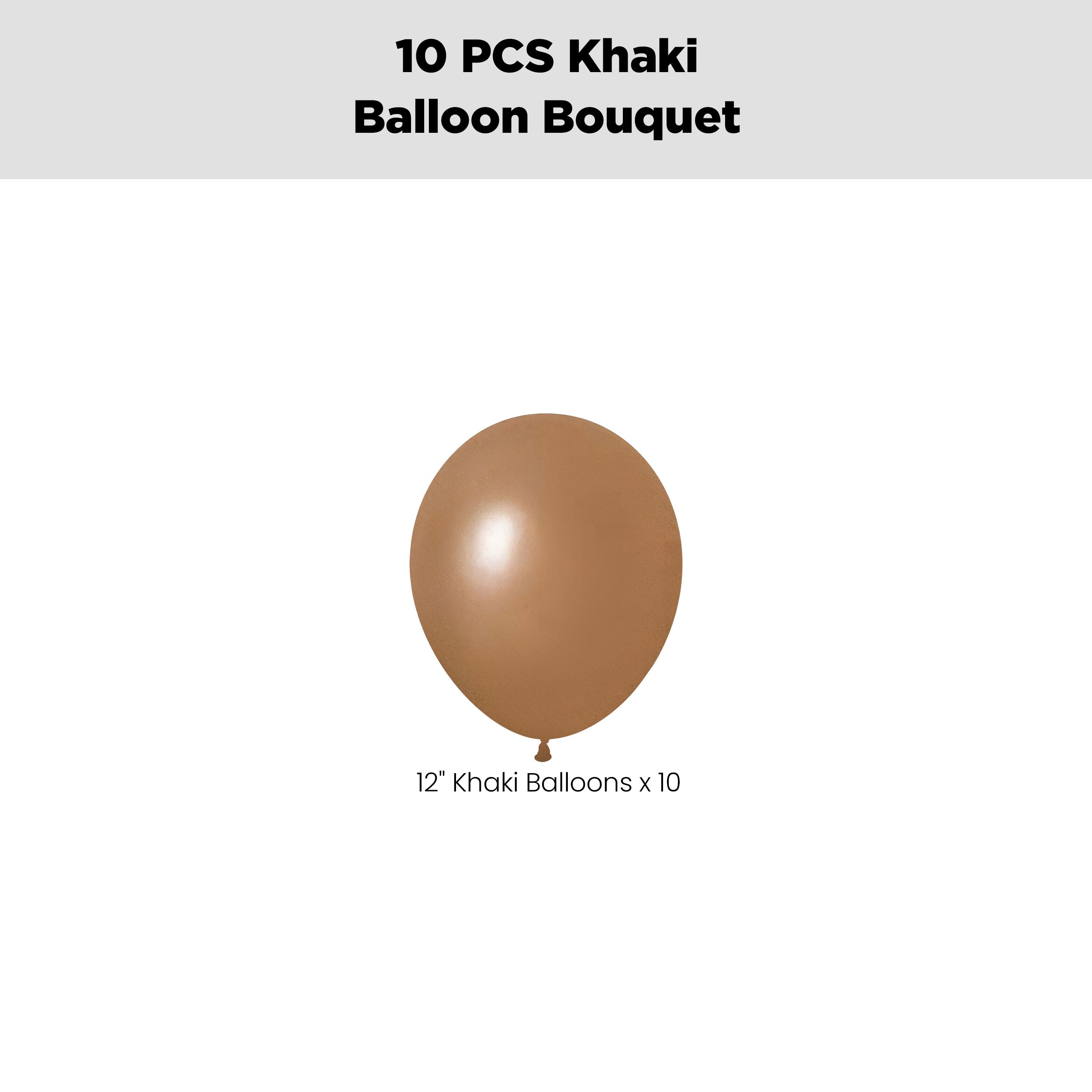Latex Balloon Bouquet, Khaki, 10-pk, Helium Inflation & Ribbon Included for Birthday/Special Occasion Front_Flat