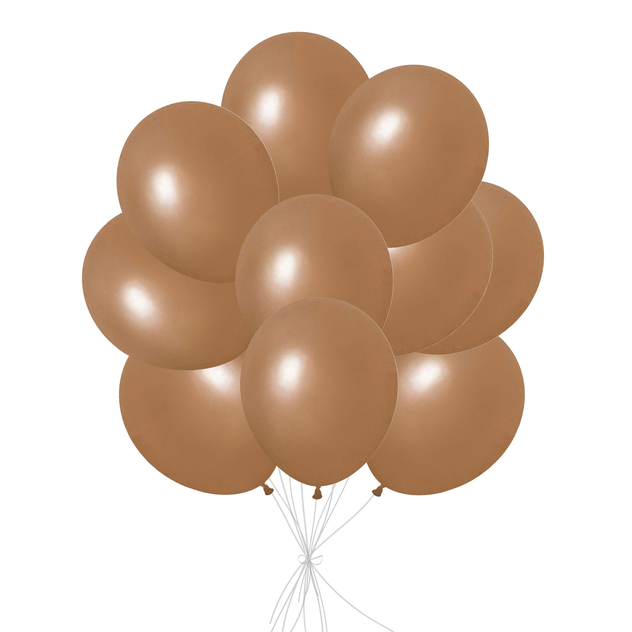 Latex Balloon Bouquet, Khaki, 10-pk, Helium Inflation & Ribbon Included for Birthday/Special Occasion Front_Flat