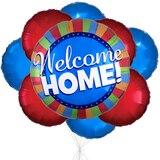 Bouquet de ballons métalliques rayés satinés ronds Welcome Home avec ballons métalliques, multicolore, paquet de 9, gonflage à l’hélium et ruban inclus Front_Flat