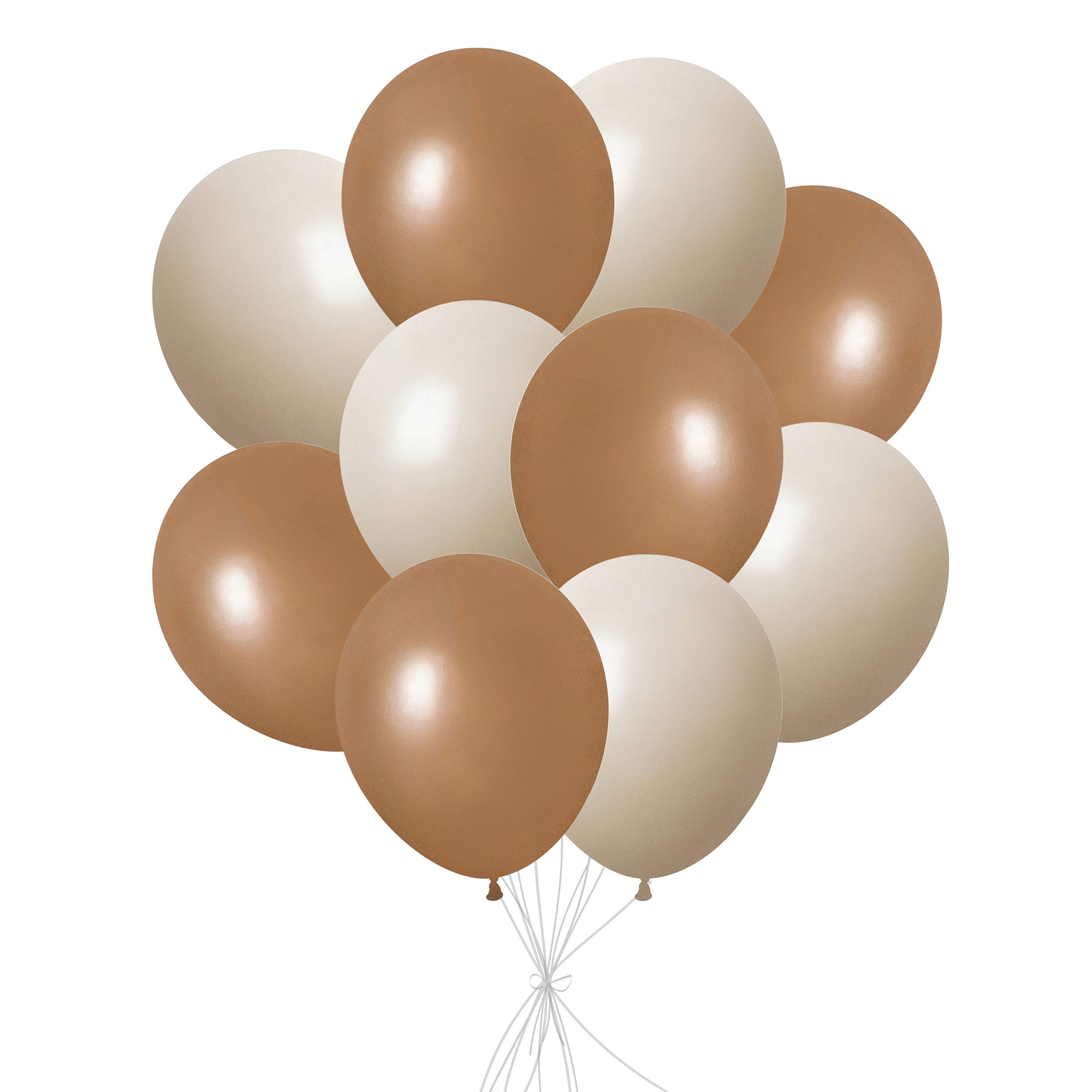 Bouquet de ballons en latex, sable blanc et kaki, 10 pce, gonflage à l’hélium et ruban inclus, pour anniversaire/occasion spéciale Front_Flat