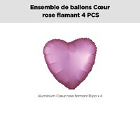 Bouquet de ballons rose flamant en aluminium en forme de cœur, paq.&nbsp;4, gonflage à l'hélium et ruban inclus pour anniversaire/occasion spéciale