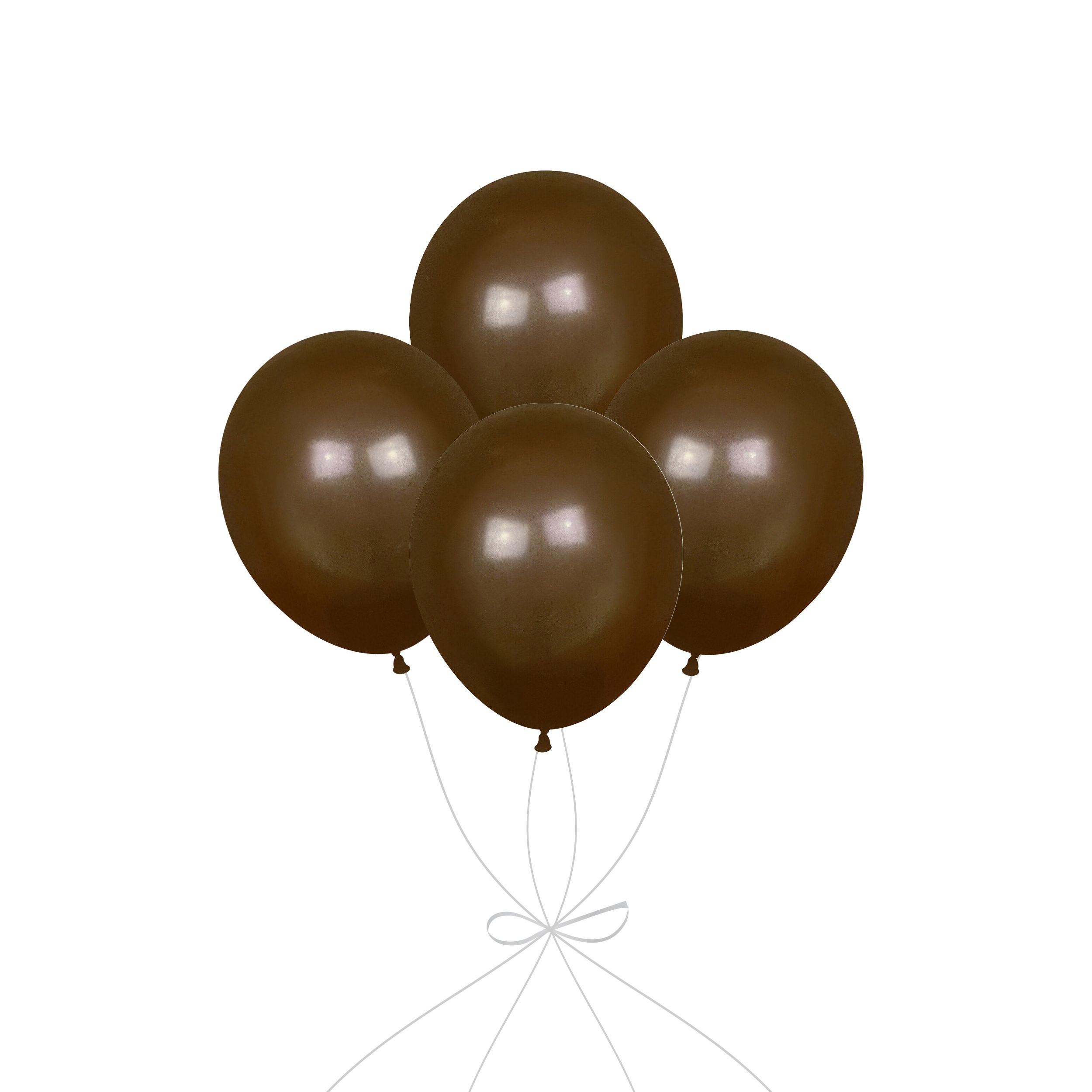 Latex Balloon Bouquet, Chocolate Brown, 4-pk, Helium Inflation & Ribbon Included for Birthday/Special Occasion Front_Flat