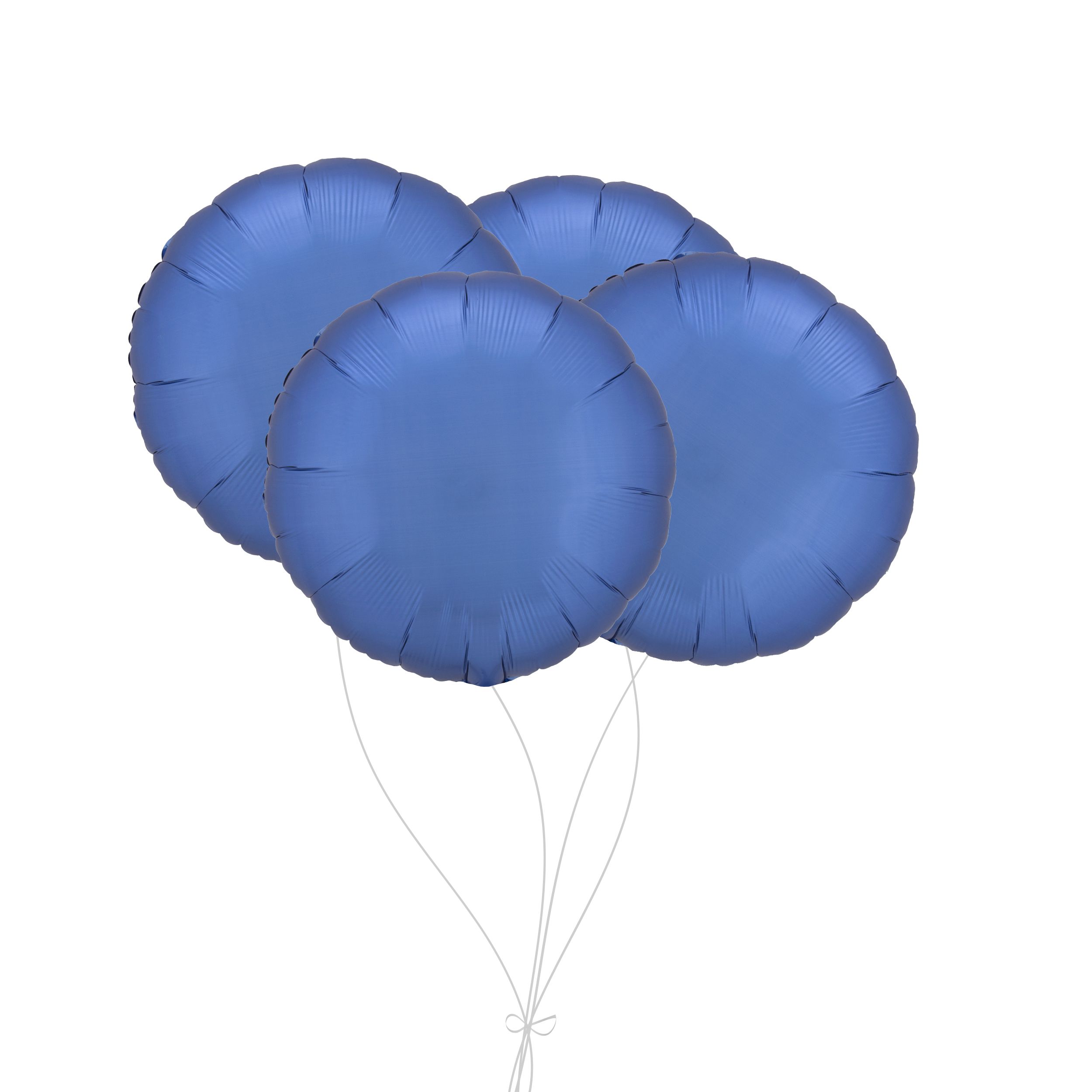 Bouquet de ballons en aluminium de forme ronde, bleu azur, paq.&nbsp;4, gonflage à l'hélium et ruban inclus pour anniversaire/occasion spéciale Front_Flat