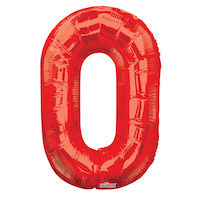 0-9 Numbers Satin Foil Balloon, Red, 34-in, Helium Inflation & Ribbon Included for Birthday/Graduation/New Year's Eve/Anniversary