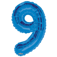 0-9 Numbers Satin Foil Balloon, Blue, 34-in, Helium Inflation & Ribbon Included for Birthday/Graduation/New Year's Eve/Anniversary