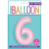 0-9 Numbers Matte Foil Balloon, Pink, 34-in, Helium Inflation & Ribbon Included for Birthday/Graduation/New Year's Eve/Anniversary