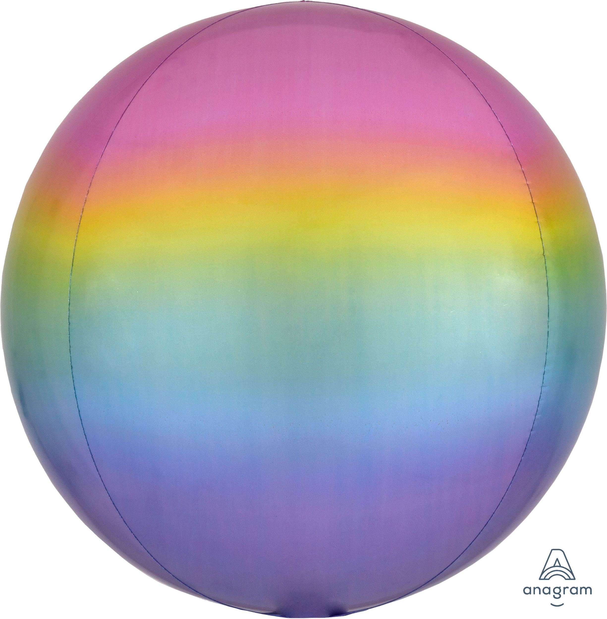 Ballon en aluminium satiné Orbz, rose/jaune/bleu/mauve, ombré, 16 po, gonflement à l'hélium et ruban inclus, pour anniversaire/occasion spéciale Front_Flat
