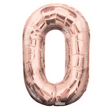 0-9 Numbers Satin Foil Balloon, Rose Gold, 34-in, Helium Inflation & Ribbon Included for Birthday/Graduation/New Year's Eve/Anniversary Front_Flat