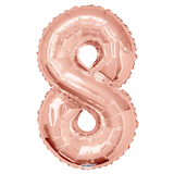 0-9 Numbers Satin Foil Balloon, Rose Gold, 34-in, Helium Inflation & Ribbon Included for Birthday/Graduation/New Year's Eve/Anniversary Front_Flat