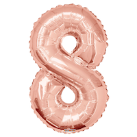 0-9 Numbers Satin Foil Balloon, Rose Gold, 34-in, Helium Inflation & Ribbon Included for Birthday/Graduation/New Year's Eve/Anniversary Front_Flat