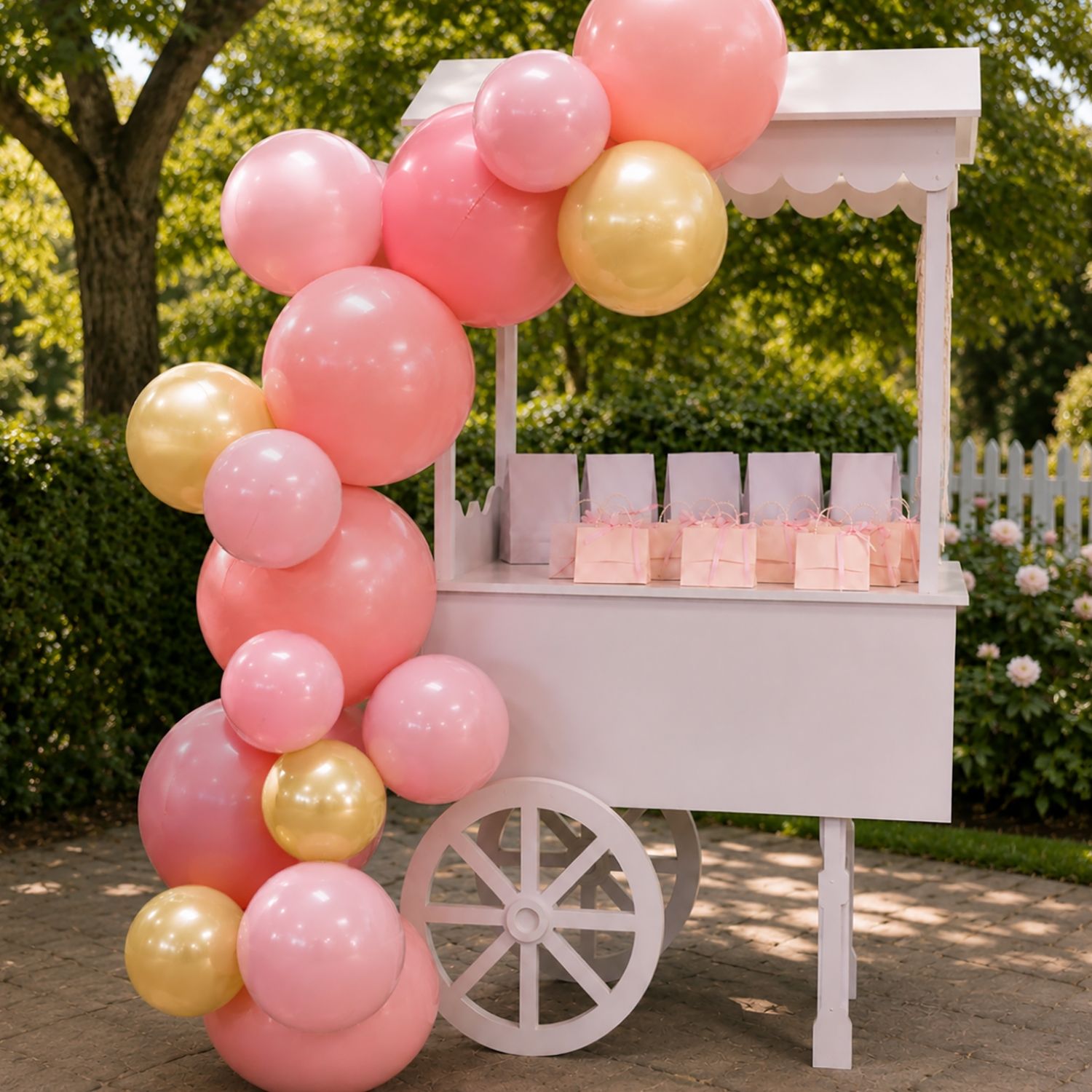 Reusable Linked Inflatable PVC Balloon Garland, Rose Gold Mix, Air-Filled for Birthdays/Weddings/Baby Showers Front_Flat