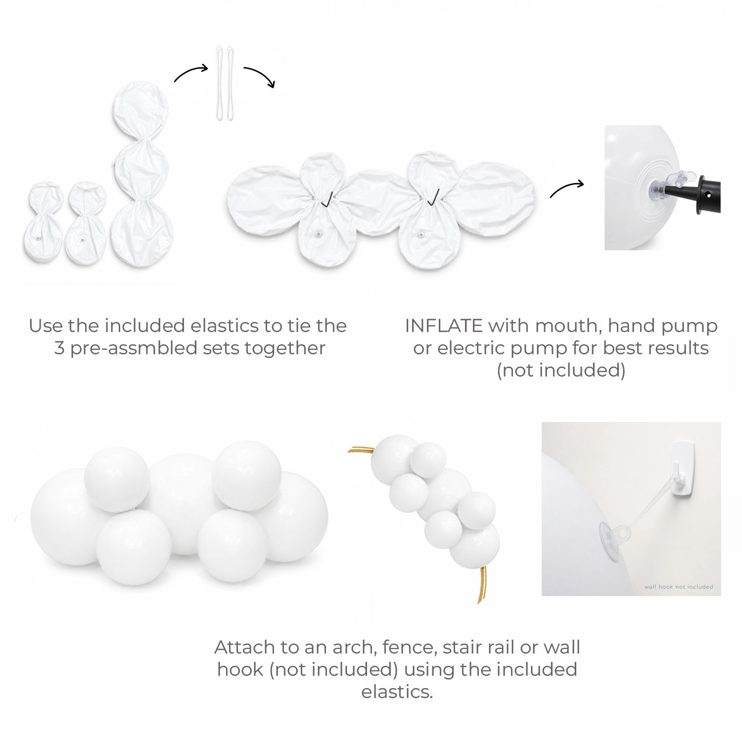 Reusable Linked Inflatable PVC Balloon Garland, Pink Confetti Mix, Air-Filled for Birthdays/Weddings/Baby Showers Composite_or_Mixed